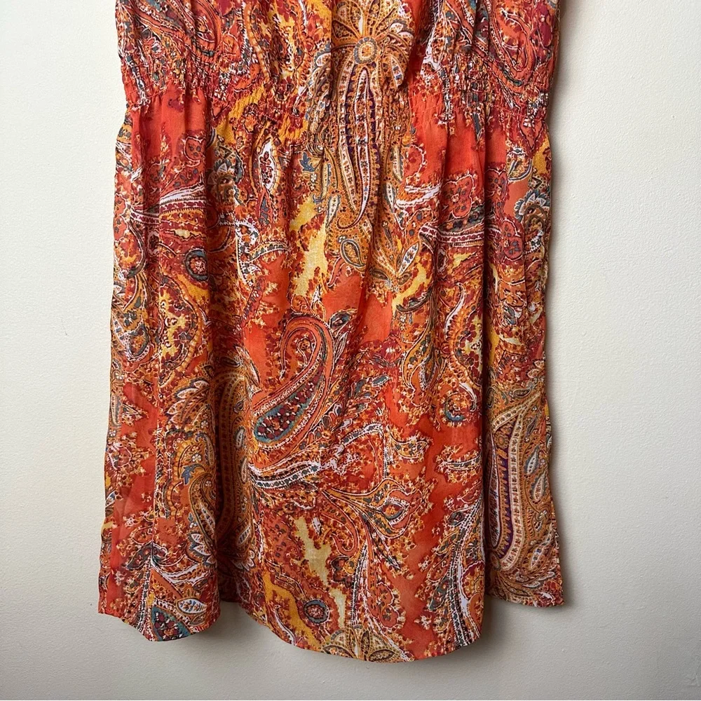 Lauren Ralph Lauren Split Neck Sheer Sleeveless Paisley Blouson Beach Dress 16 - Picture 4 of 11